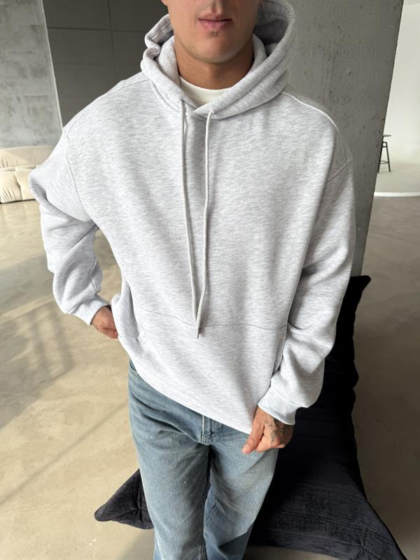 Düz Basic Kapuşonlu Sweatshirt - Karmelanj