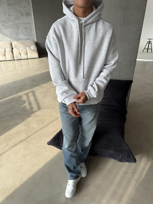 Düz Basic Kapuşonlu Sweatshirt - Karmelanj