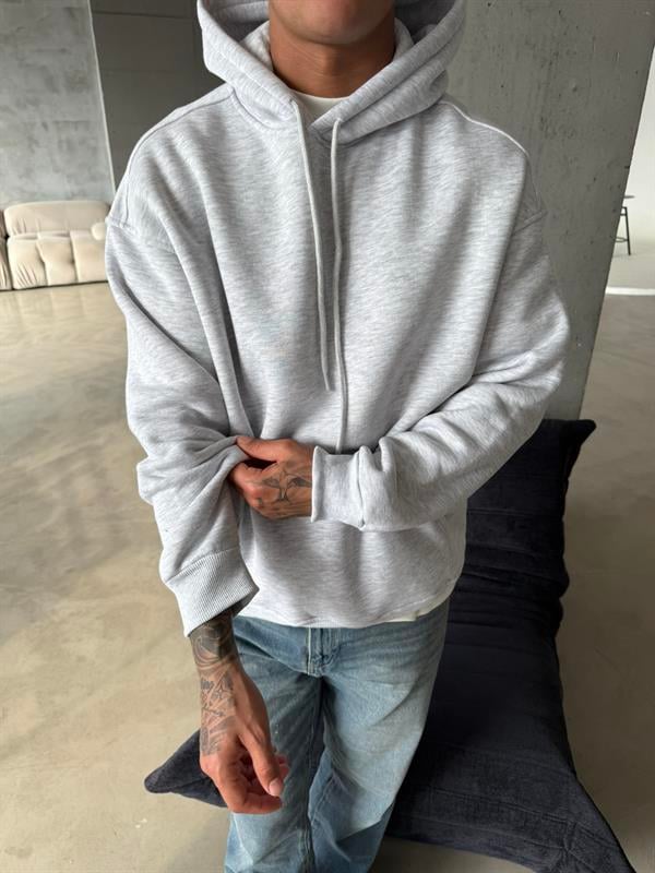 Düz Basic Kapuşonlu Sweatshirt - Karmelanj