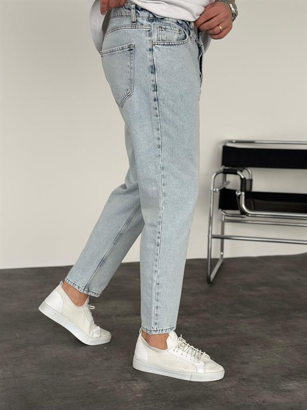 Düz Buz Mavi Boyfriend Jean - Buz Mavi