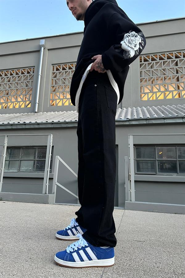 Düz Siyah Baggy Pantolon Siyah