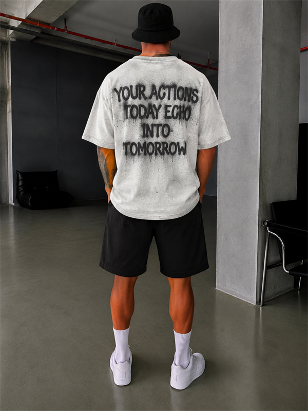 Echo Your Agtıons Spreyli T-Shirt - Beyaz