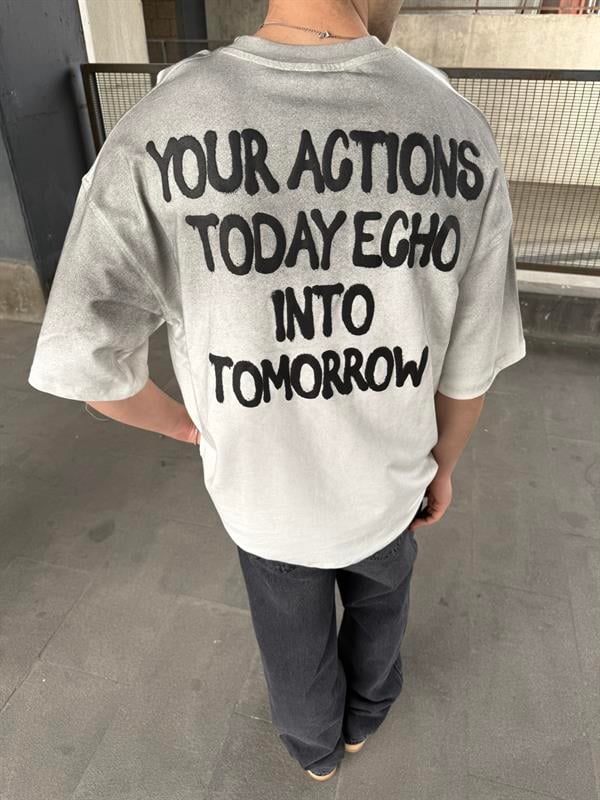 Echo Your Agtıons Spreyli T-Shirt - Beyaz