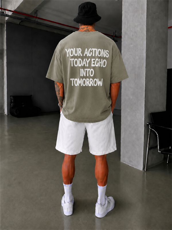 Echo Your Agtıons Spreyli T-Shirt - Haki