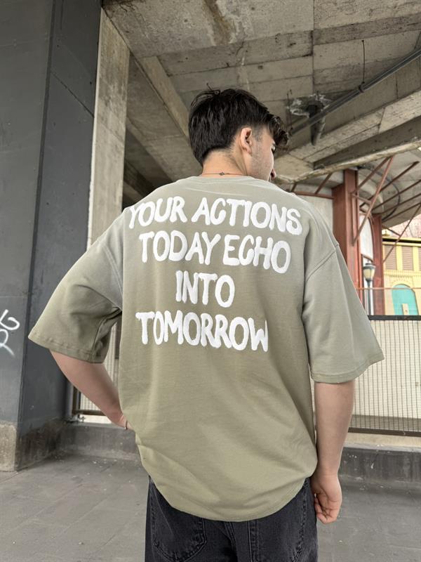 Echo Your Agtıons Spreyli T-Shirt - Haki