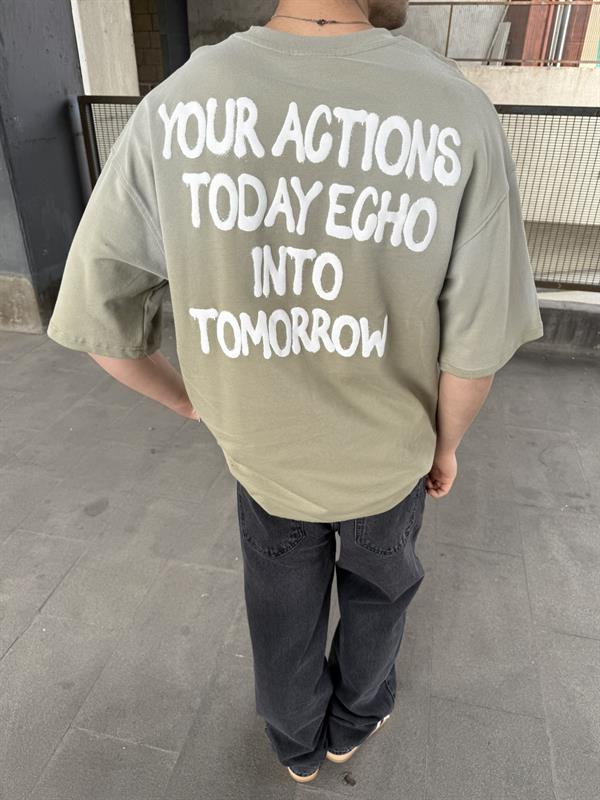 Echo Your Agtıons Spreyli T-Shirt - Haki