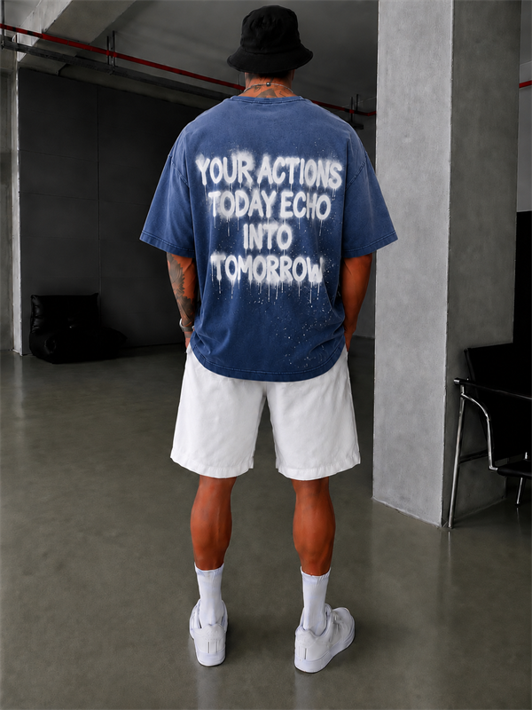 Echo Your Agtıons Spreyli T-Shirt - Mavi