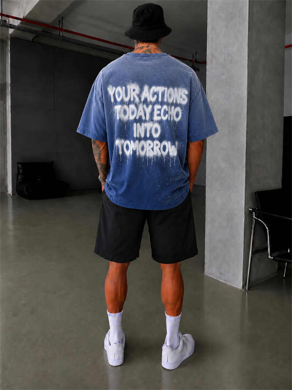 Echo Your Agtıons Spreyli T-Shirt - Mavi