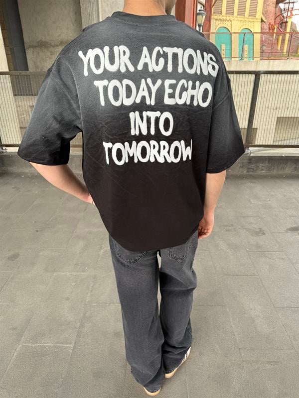 Echo Your Agtıons Spreyli T-Shirt -Siyah