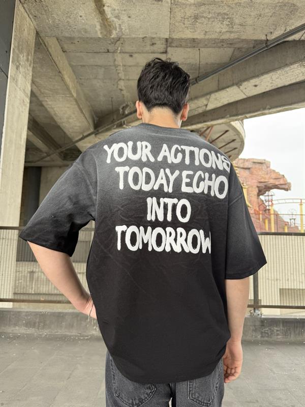 Echo Your Agtıons Spreyli T-Shirt -Siyah