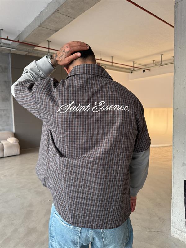 Ekose Eklem Kol Detaylı Gömlek - Kahve