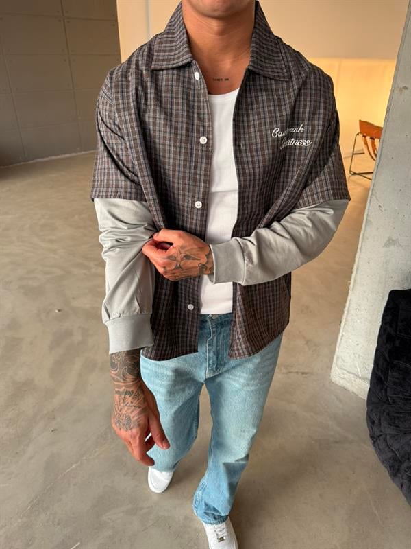 Ekose Eklem Kol Detaylı Gömlek - Kahve