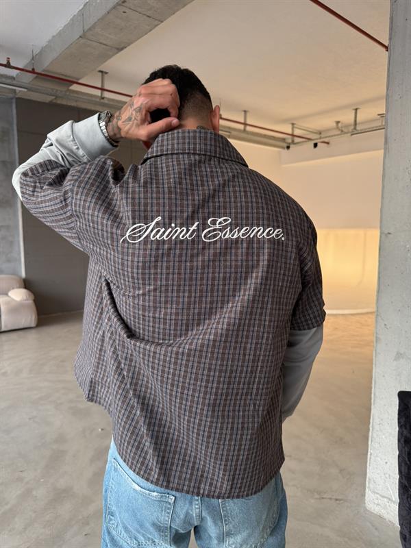 Ekose Eklem Kol Detaylı Gömlek - Kahve