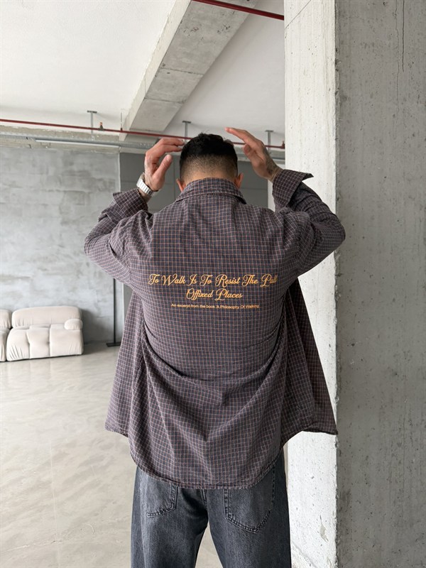 Ekose Premium Kumaş Gömlek - Kahve