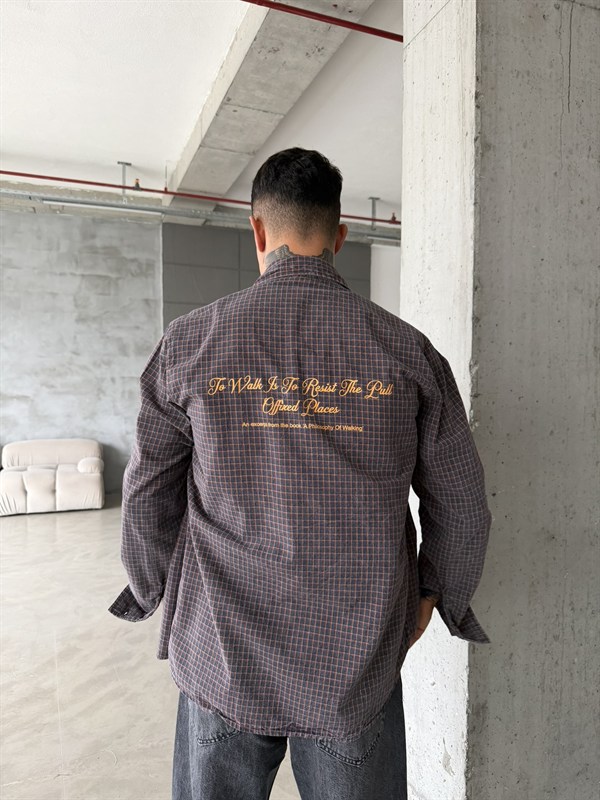 Ekose Premium Kumaş Gömlek - Kahve