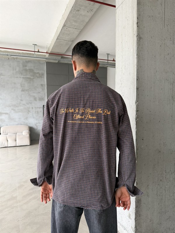 Ekose Premium Kumaş Gömlek - Kahve