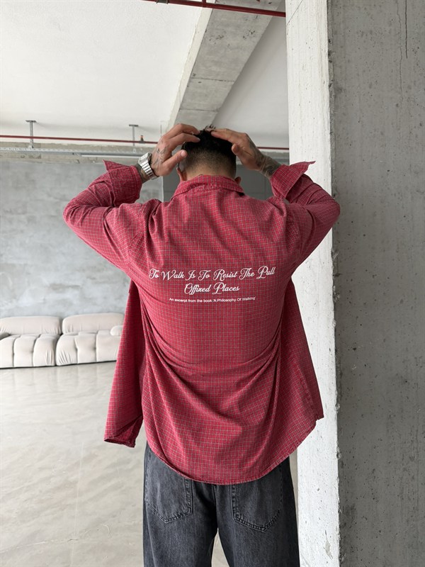 Ekose Premium Kumaş Gömlek - Kırmızı