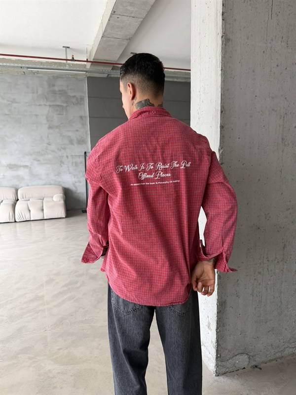 Ekose Premium Kumaş Gömlek - Kırmızı