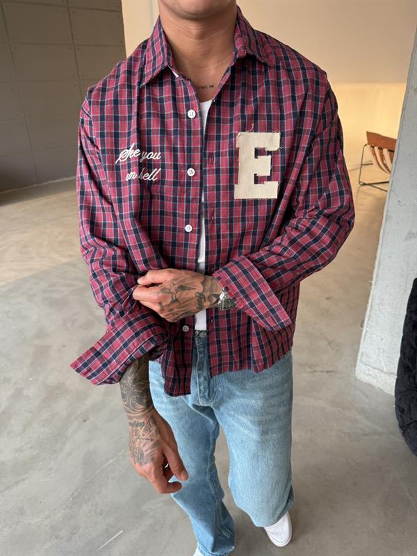 Ekose See You Ekose Gömlek - Kırmızı