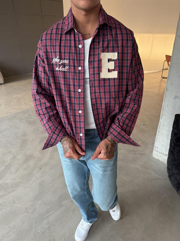 Ekose See You Ekose Gömlek - Kırmızı