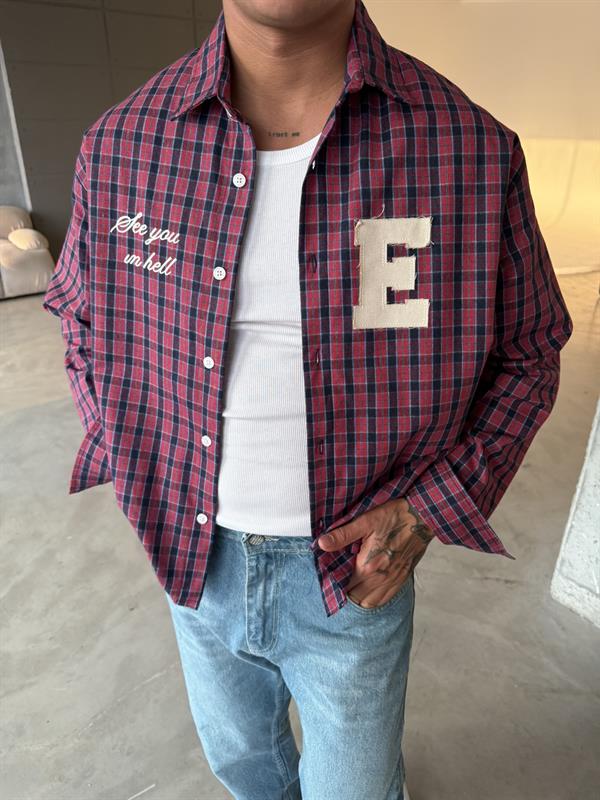 Ekose See You Ekose Gömlek - Kırmızı