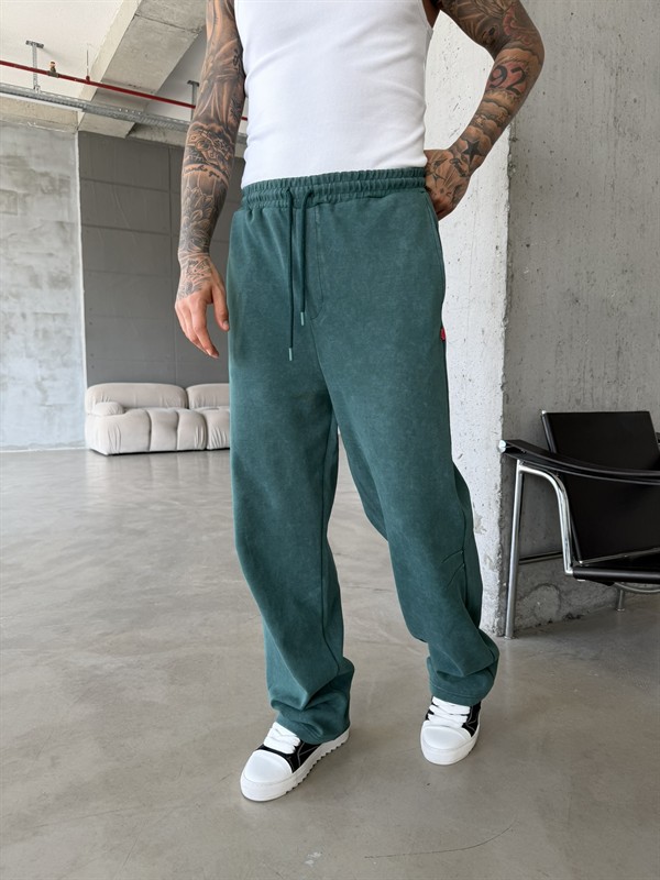 Elite Acid Wash Premium Baggy Eşofman - Yeşil