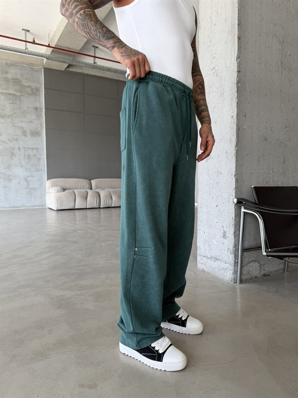 Elite Acid Wash Premium Baggy Eşofman - Yeşil