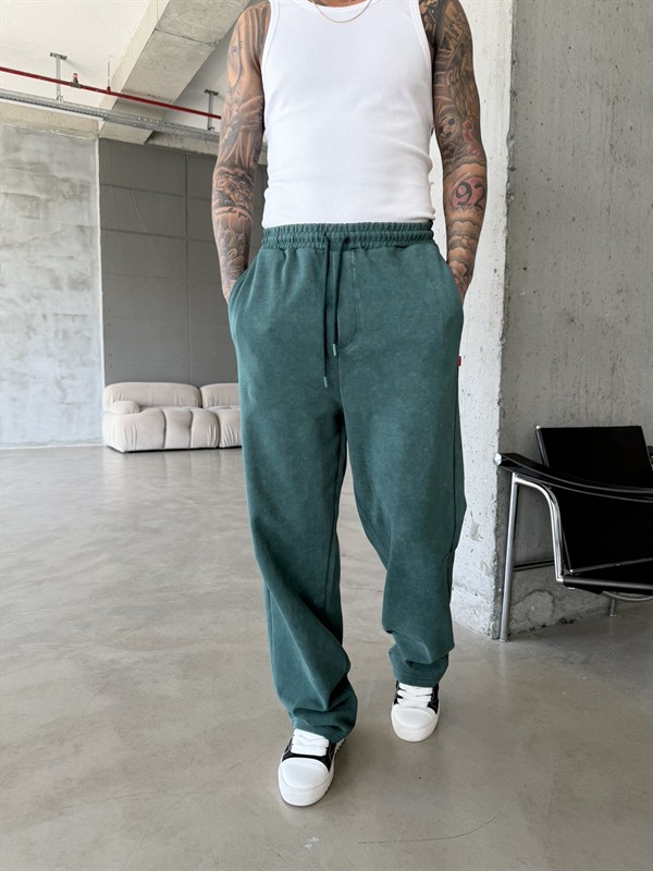 Elite Acid Wash Premium Baggy Eşofman - Yeşil