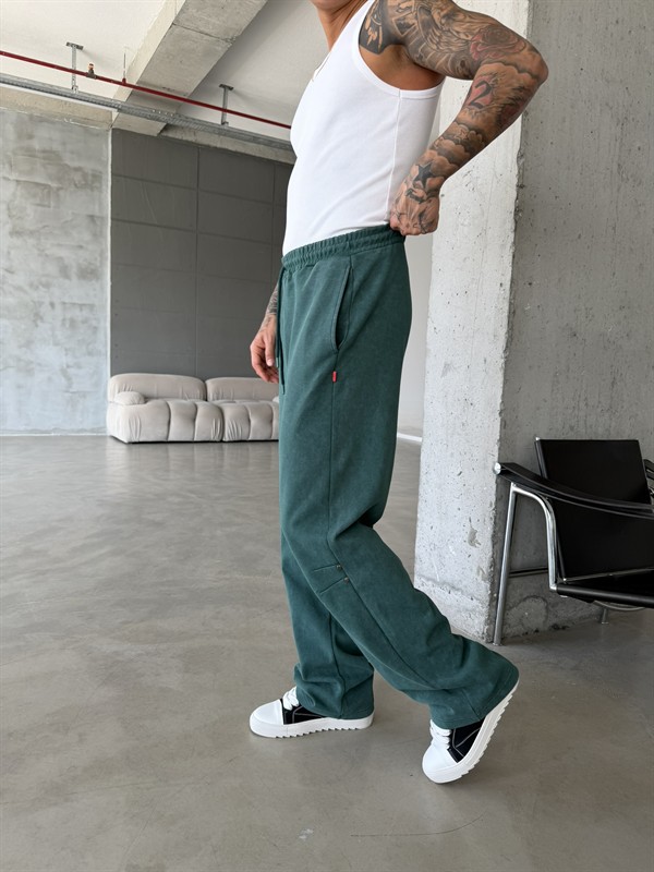 Elite Acid Wash Premium Baggy Eşofman - Yeşil