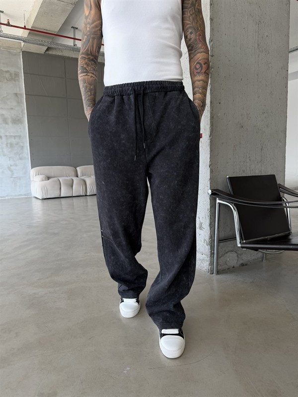 Elite Acid Wash Premium Baggy Eşofman - Siyah