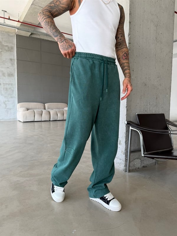 Elite Acid Wash Premium Baggy Eşofman - Yeşil