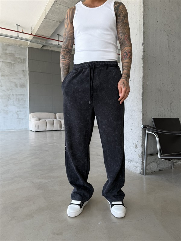 Elite Acid Wash Premium Baggy Eşofman - Siyah