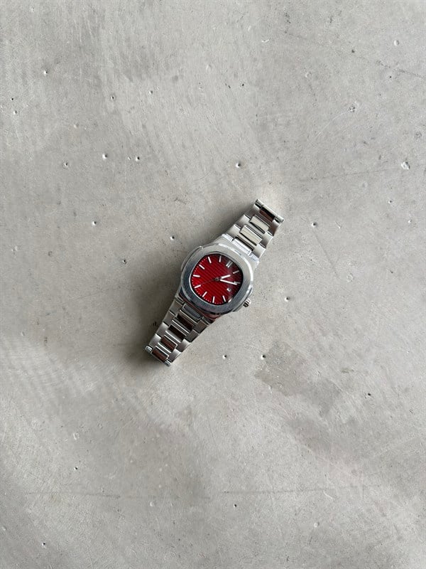 Erkek Aqua Luxe Çelik Tasarım Saat - Bordo