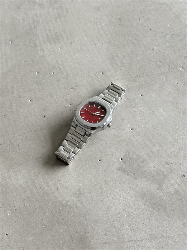 Erkek Aqua Luxe Çelik Tasarım Saat - Bordo