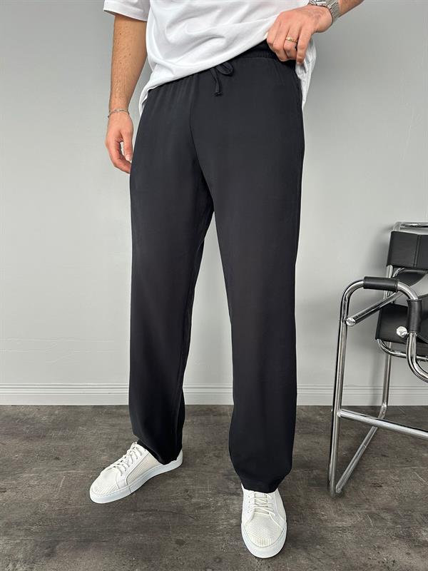Erkek Baggy Fit Rahat Pamuklu Yumuşak Kumaş Pantolon Siyah