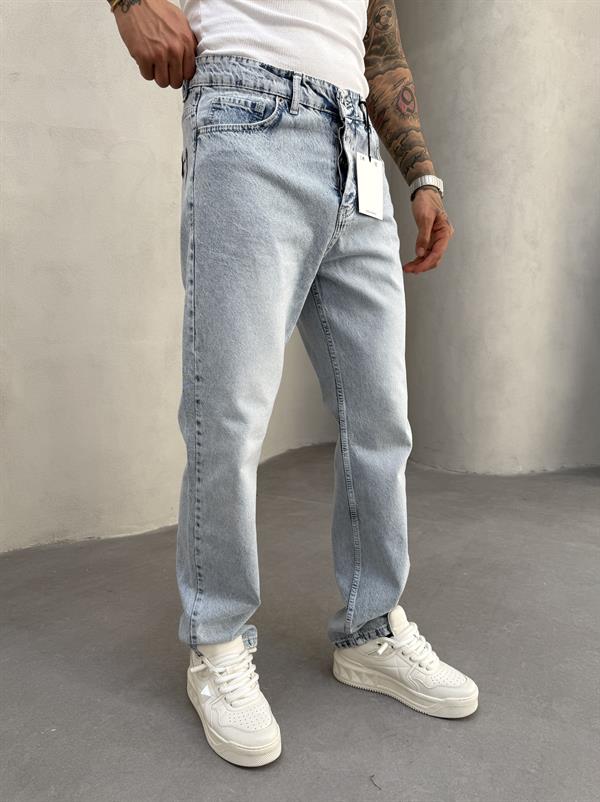 Erkek Baggy Pantolon Kar Yıkama - Mavi