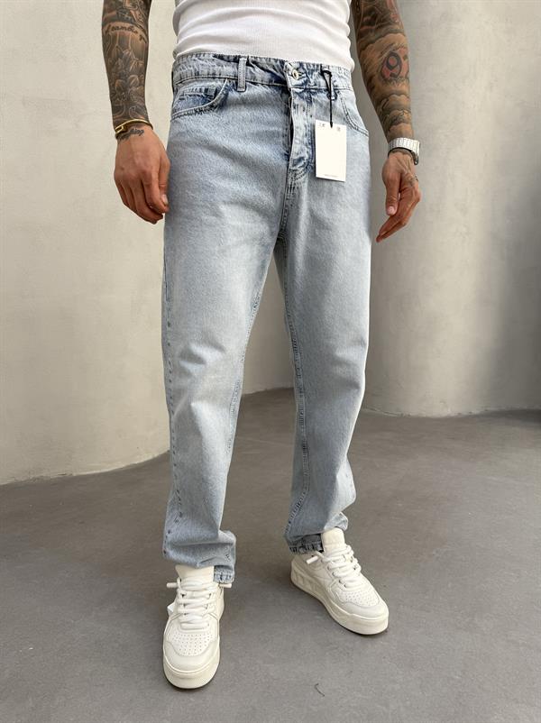 Erkek Baggy Pantolon Kar Yıkama - Mavi