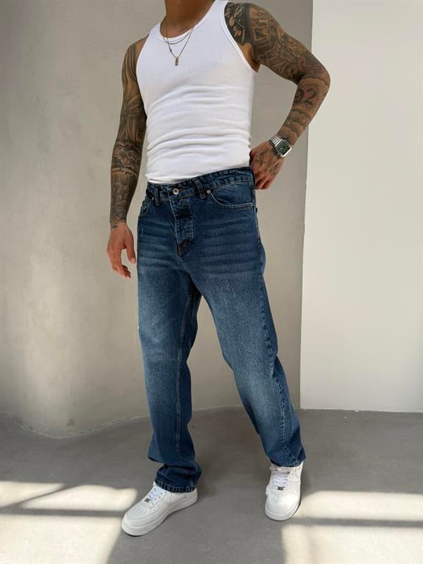 Erkek Baggy Pantolon Lazerli - Lacivert