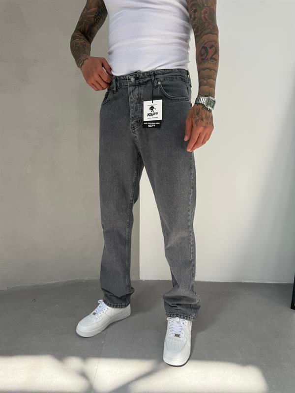 Erkek Basic Baggy Pantolon - Gri