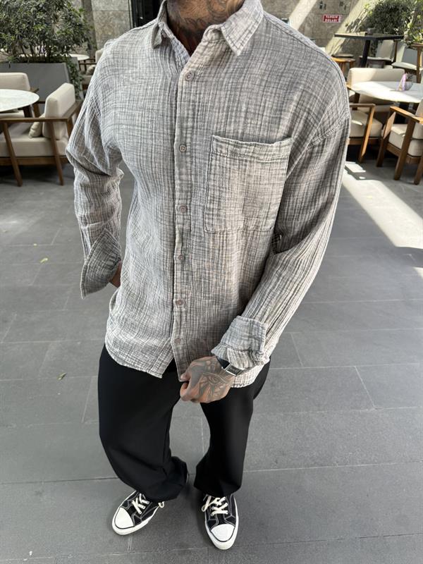 Erkek Batik Desen Gömlek - Bej