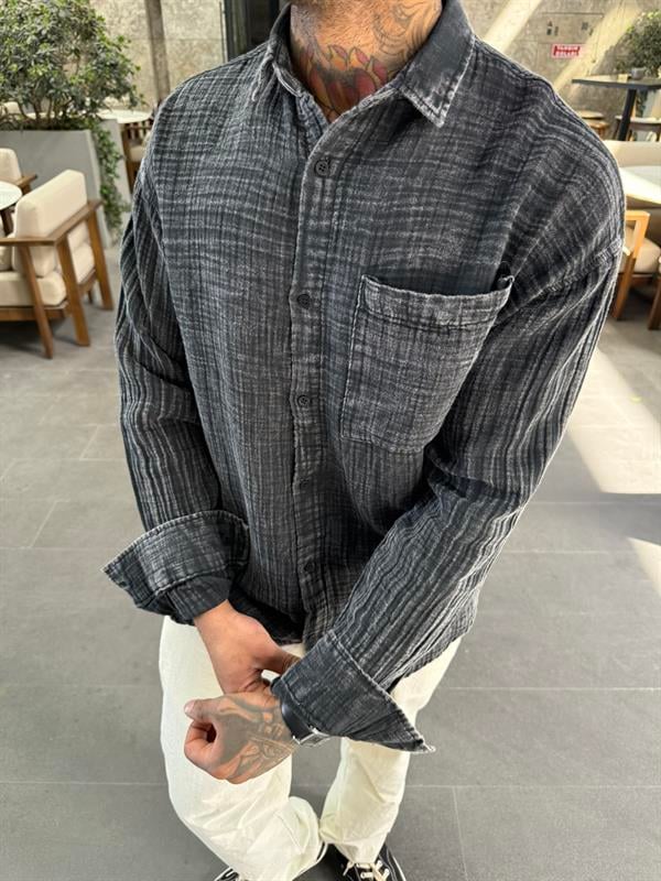 Erkek Batik Desen Gömlek - Siyah