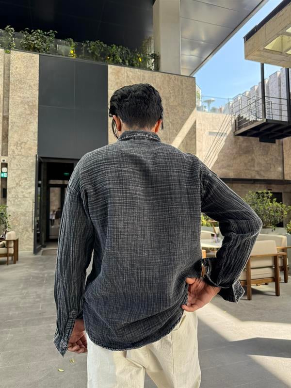 Erkek Batik Desen Gömlek - Siyah