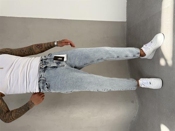Erkek Boyfriend Fit Jean Pantolon Buz Mavi