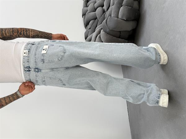 Erkek Buz Mavi Yıkamalı Relax Baggy - Buz Mavi