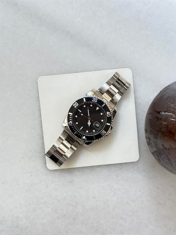 Erkek Deep Black Çelik Kasa Saat - Siyah