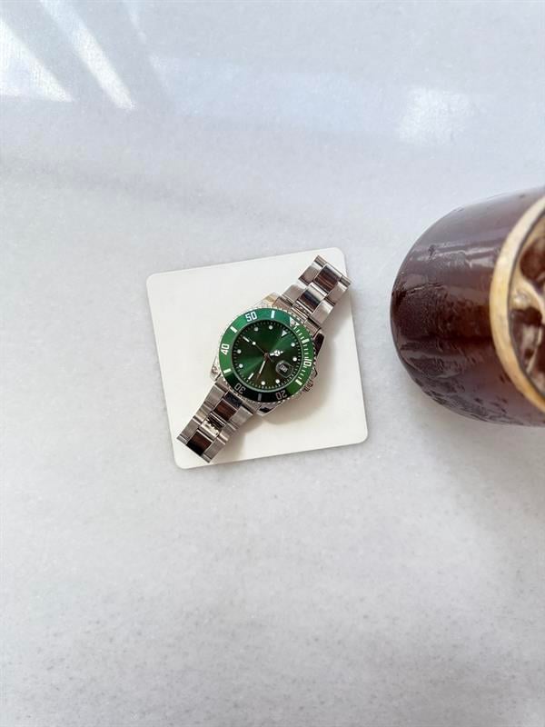 Erkek Deep Black Çelik Kasa Saat - Yeşil