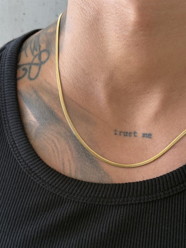 Erkek Flat Snake Zincir Kolye - Gold