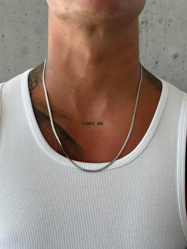 Erkek Flat Snake Zincir Kolye - Gümüş