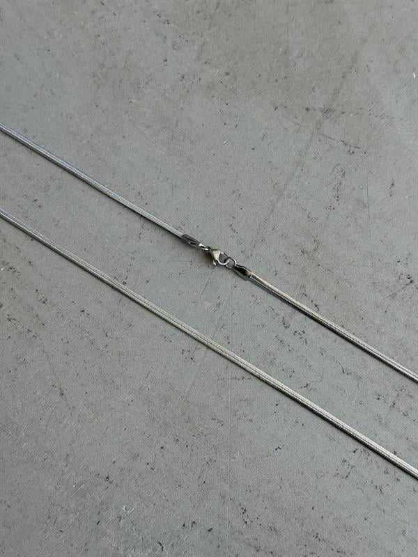 Erkek Flat Snake Zincir Kolye - Gümüş