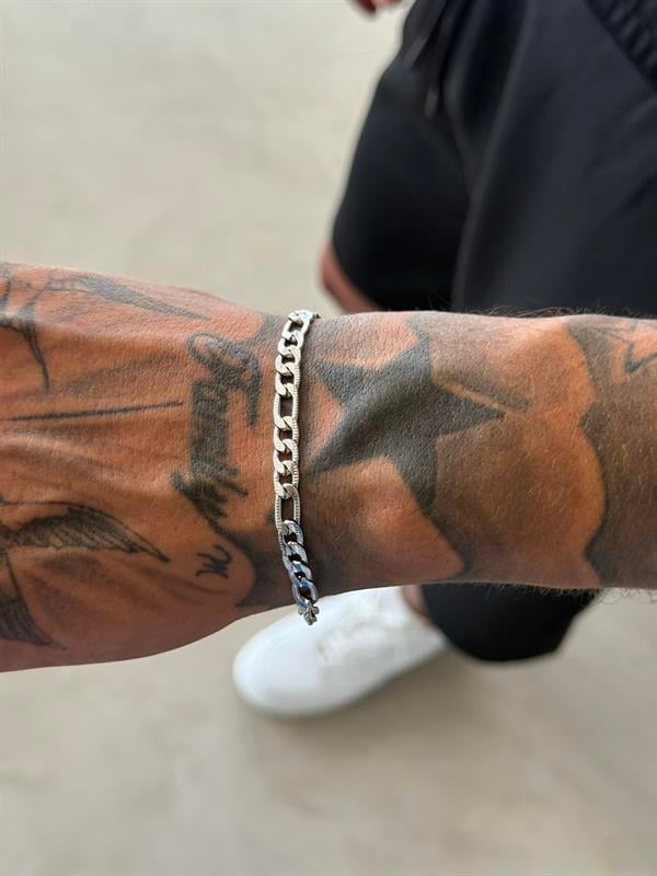 Erkek Klasik Halkalı Çelik Bileklik - Gümüş